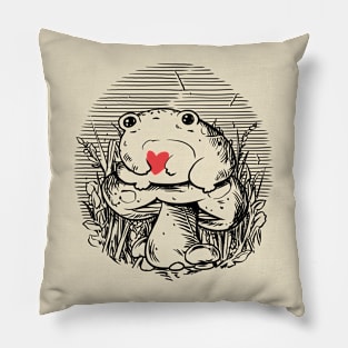 Cottagecore chonky heart frog Pillow