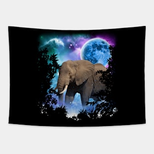 Elephant MidNight Forest Tapestry