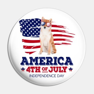 Shiba Inu Flag USA - America 4th Of July Independence Day Pin