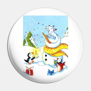 Snowy Surprise Party Pin