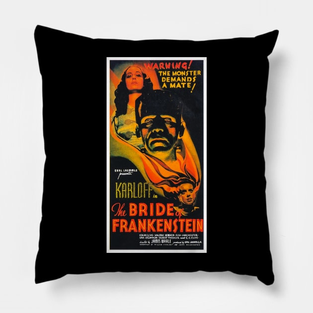 boris karloff bride of frankenstein Pillow by UNDER THE QUARTER