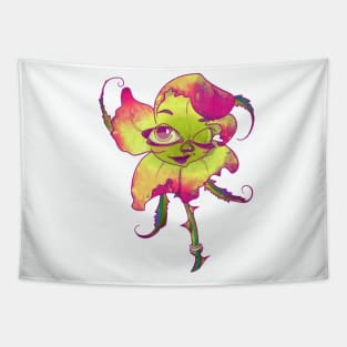 winking neon flower Tapestry