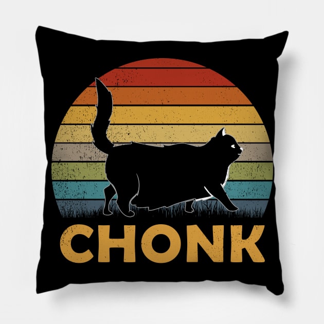 Retro Vintage Chonk - Halloween Black Cat T-shirt Pillow by kimmygoderteart