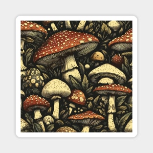 Vintage mushroom pattern Magnet