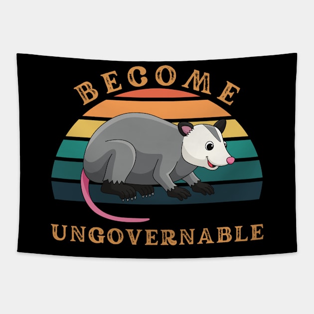 Become Ungovernable Funny Raccoon Tapestry by Outfity