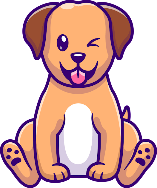 Cute Dog Sitting Cartoon Kids T-Shirt by Catalyst Labs