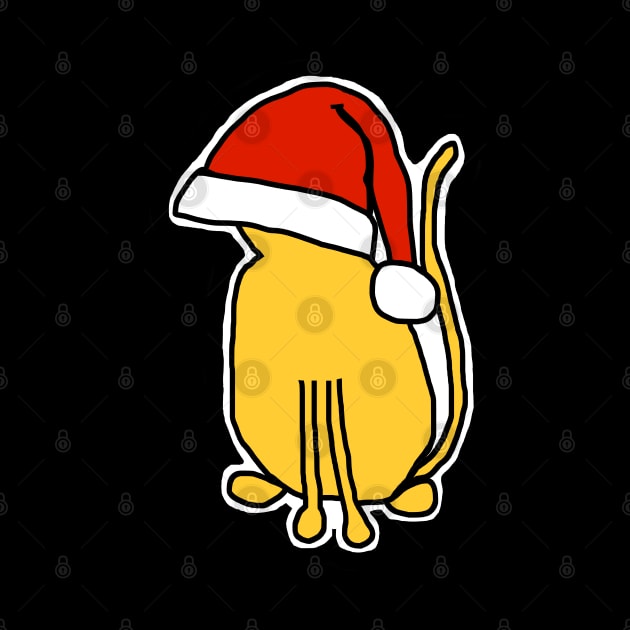 Yellow Cat in a Christmas Santa Hat by ellenhenryart