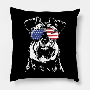 Proud Miniature Schnauzer American Flag patriotic dog Pillow