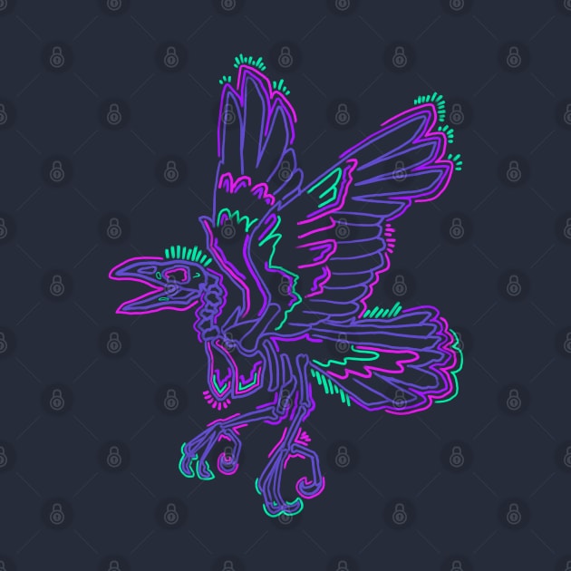 Punk Neon Crow Skeleton by Roguish Design