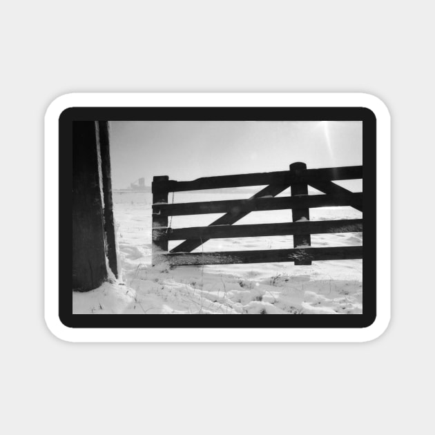 Fence in snow landscape Magnet by robelf