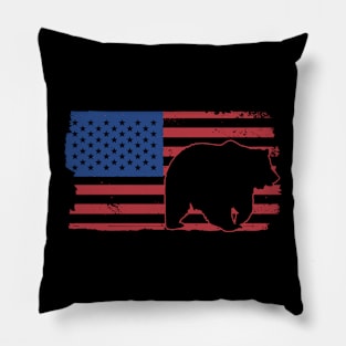 Grizzly Bear American Flag - Grizzly Bear Pillow