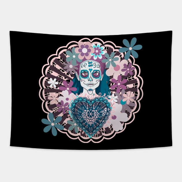 Z-Girl: Dreams of La Catrina. Cut Paper Lace No. 5 Variation Tapestry by SwagOMart