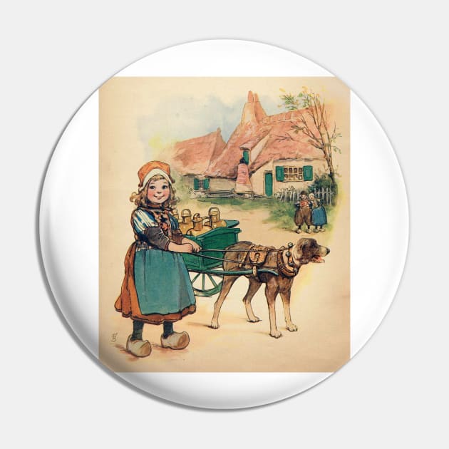 Dutch Girl with Milk Wagon Pin by reynoldjay