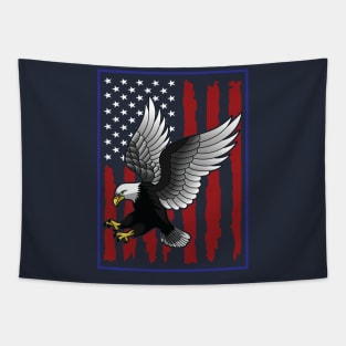 Patriotic USA Flag Painted Stripes Eagle Landing Wing Spread Tapestry