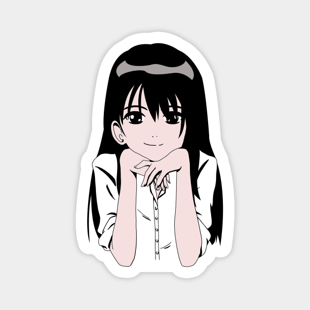 Funny Manga Cute Eyes Happy Smile School Girl Senpai Meme - Anime Girl Face  - Magnet