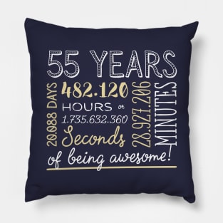 55th Birthday Gifts - 55 Years of being Awesome in Hours & Seconds Pillow
