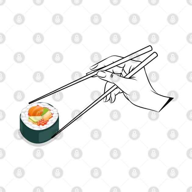 Sushi with chopsticks by Islanr