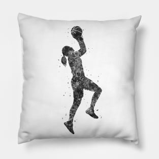 Basketball girl black and white Pillow