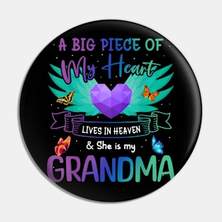 Grandma  Birthday to Angel in Heaven Heart Wing Pin