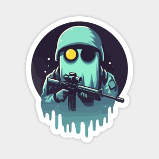 Retro funny ghost soldier Magnet