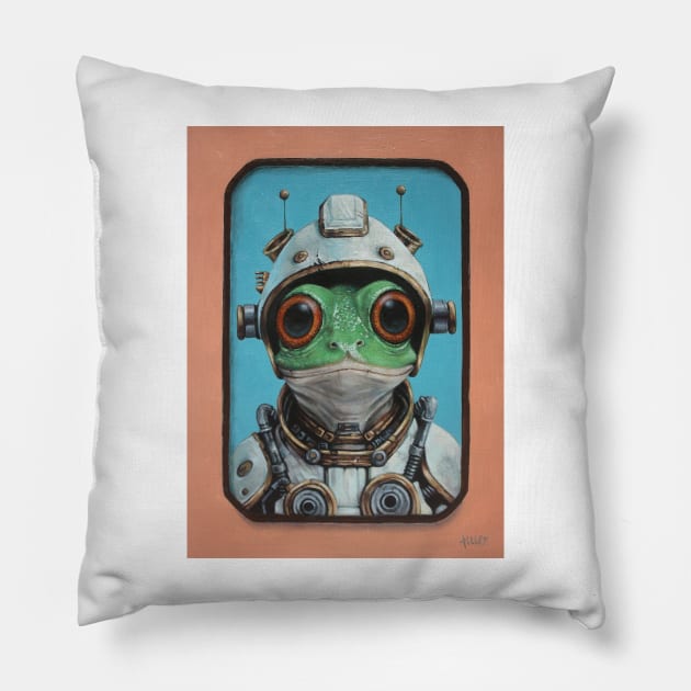 Space Oddity | Interstellar Frog: Ground Control To Major Froggie | Astro Toad Original Painting by Tyler Tilley Pillow by Tiger Picasso