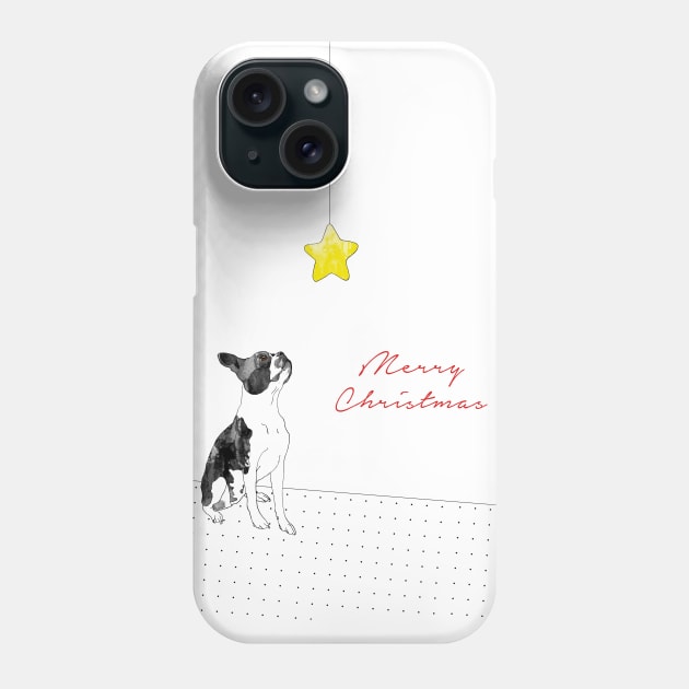 A Boston Terrier Christmas Phone Case by Ludwig Wagner