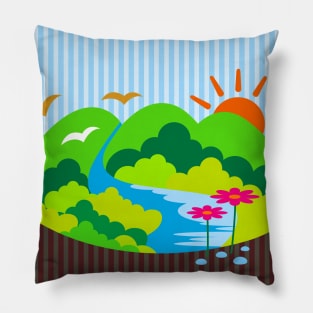 Nature Landscaping Scenery Graphic Art Pillow