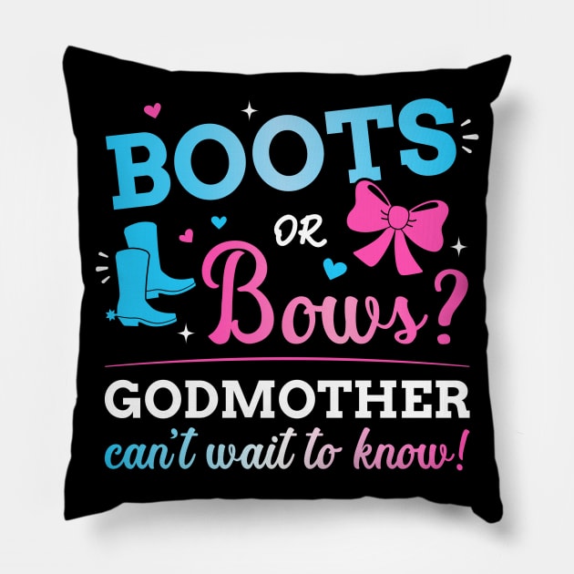 Gender reveal boots or bows godmother matching baby party Pillow by Designzz