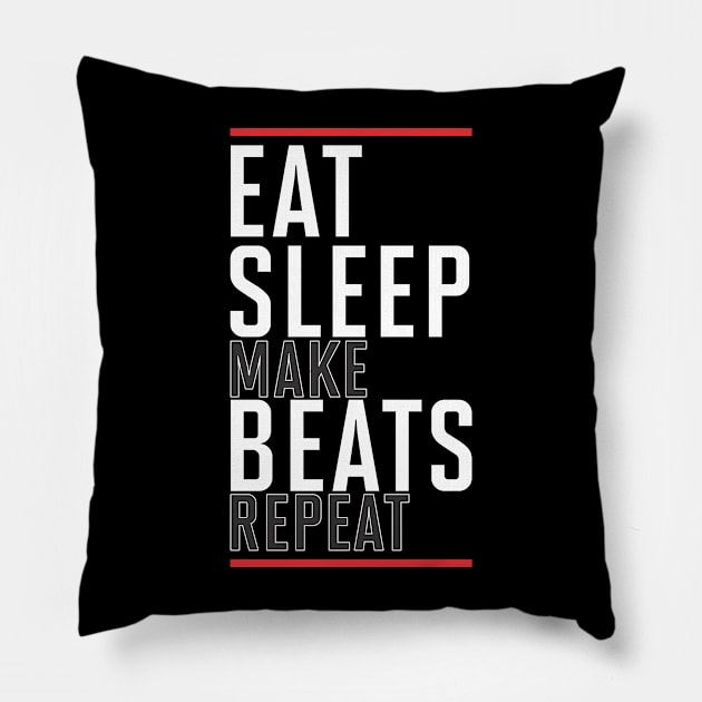 Eat Sleep Make beats Repeat Pillow by Stellart