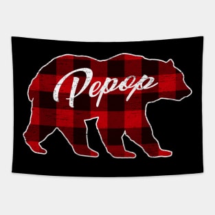 Red Plaid Pepop Bear Shirt Matching Pajama Family Tapestry
