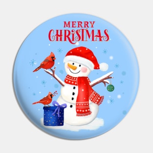 Snowman wishes Merry Christmas Pin