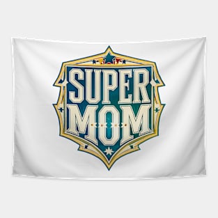 Vintage Super Mom Emblem Tapestry