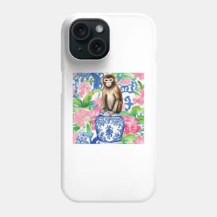 Monkey and chinoiserie jar Phone Case