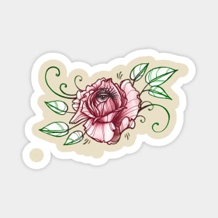 all seeing rose, eye in flower tattoo shirt Magnet