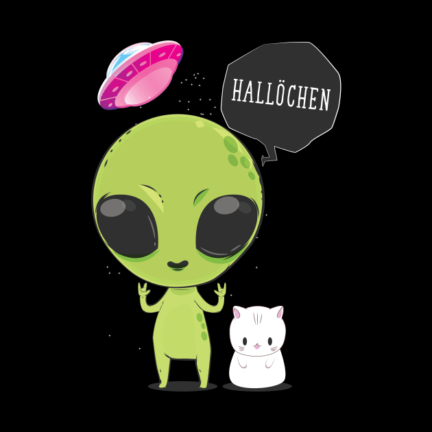 Alien Tshirt - Hallöchen for Ladies Men by avshirtnation