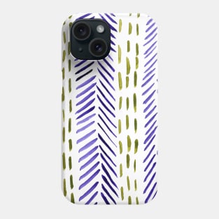 Abstract herringbone pattern - green and purple Phone Case