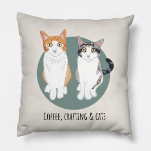 Coffee, Crafting and Cats Pillow