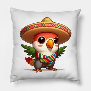 cute love bird wearing meksican costum Pillow