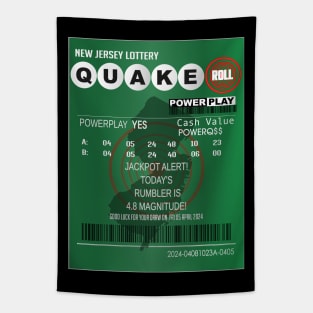 04-05-2024 New Jersey QUAKE Roll Power Play Lottery Ticket Tapestry