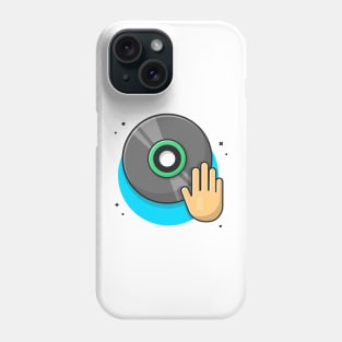 Vinyl Disk Music with Hand DJ Music Cartoon Vector Icon Illustration Phone Case