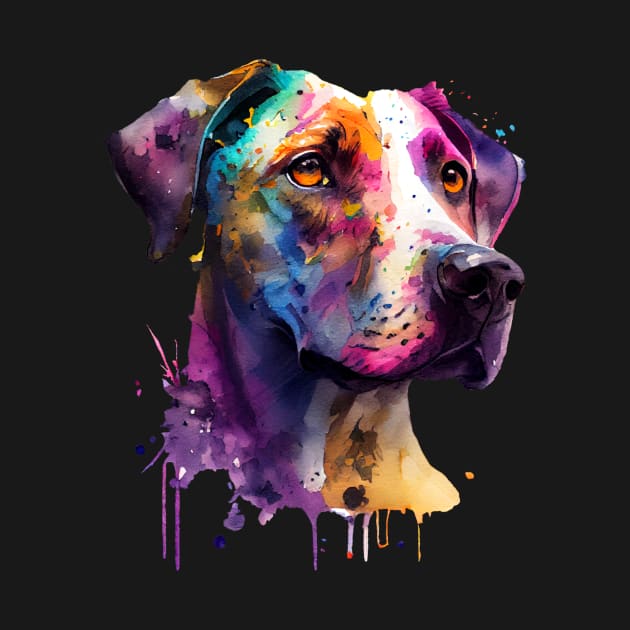 Great Dane Dog Colourful Art | Watercolor Painting of the Great Dane by KOTOdesign
