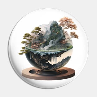 Isometric Globe and Tree: A Majestic Scene Pin