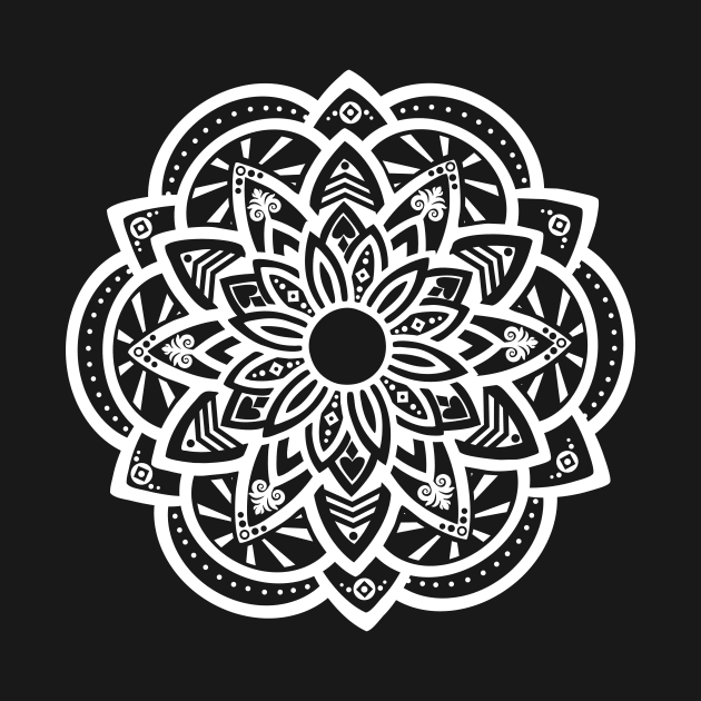 Ornamental Lotus Mandala - white by MellowGroove