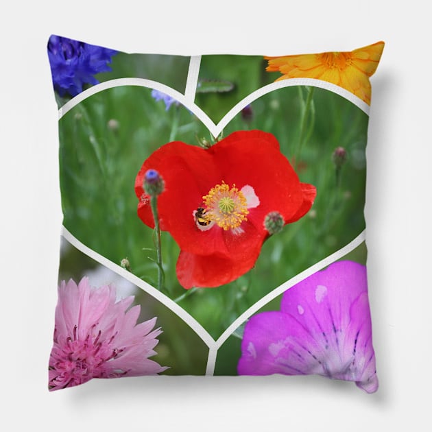 My Heart is Filled with Flowers Photo Collage Pillow by Christine aka stine1