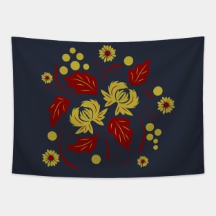 Folk flowers floral art print Flowers abstract art Tapestry