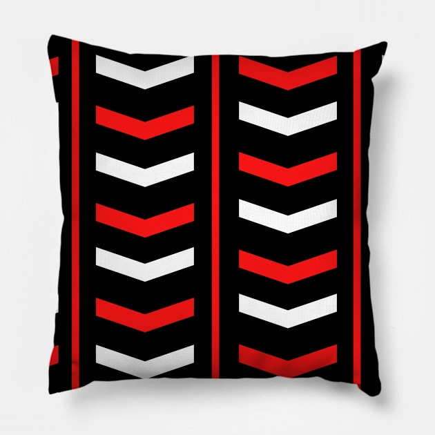 Retro 1960s Style Sixties Vintage Chevron Pattern Design Black Pillow by BillingtonPix