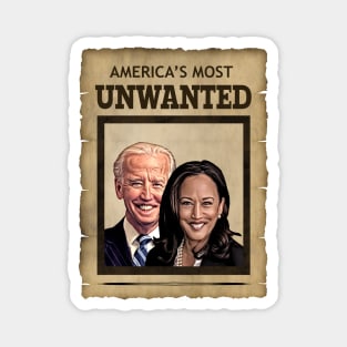 Biden Harris AMERICA'S MOST UNWANTED Vintage Style Poster Design Magnet