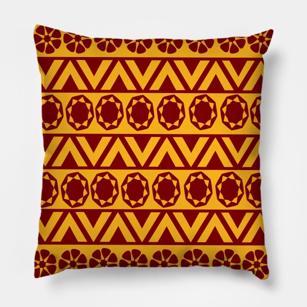 Brown and yellow colour floral geometric pattern Pillow by RAK20