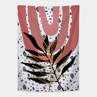 Abstract Shapes and Florals - Terrazzo - Pink, Blue, and Gold Tapestry