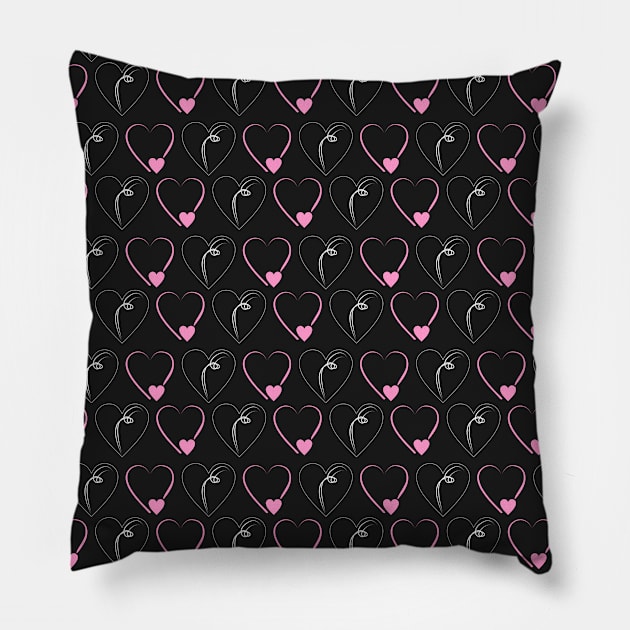 Love pattern pink and white with black background, isolate Pillow by Degiab